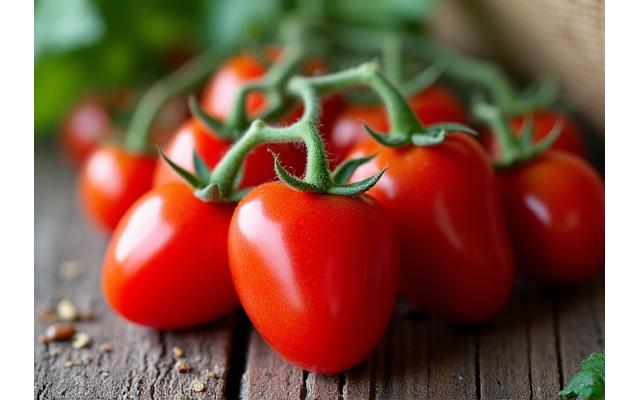 Vibrant red cherry tomatoes on the vine